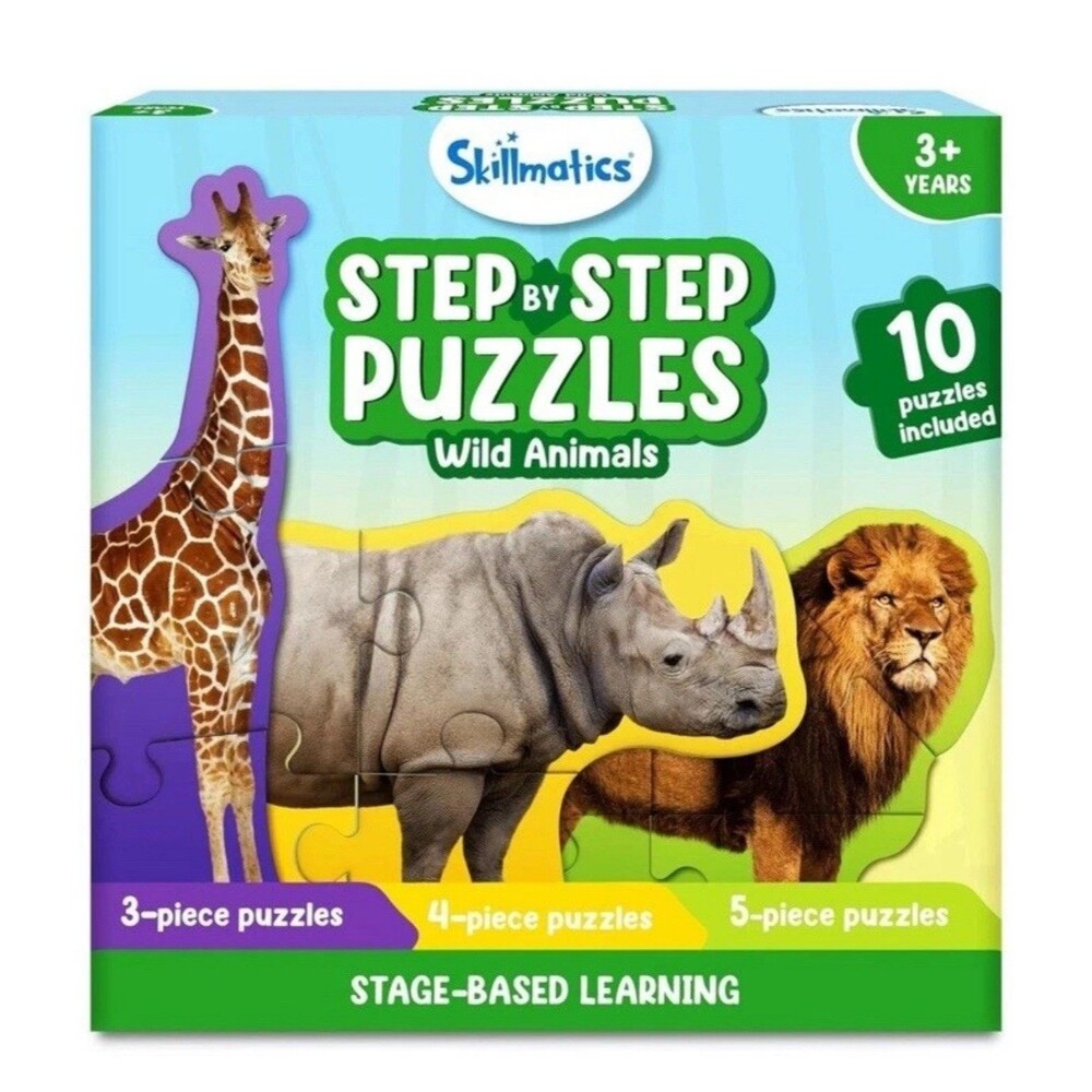 Skillmatics Step by Step Puzzle - 40 Piece Wild Animal Jigsaw Puzzle NIB Kidcore
